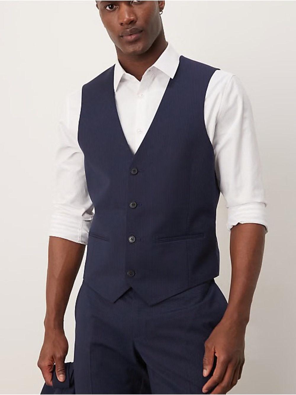 ASOS Navy Pinstripe Men's Waistcoat Vest